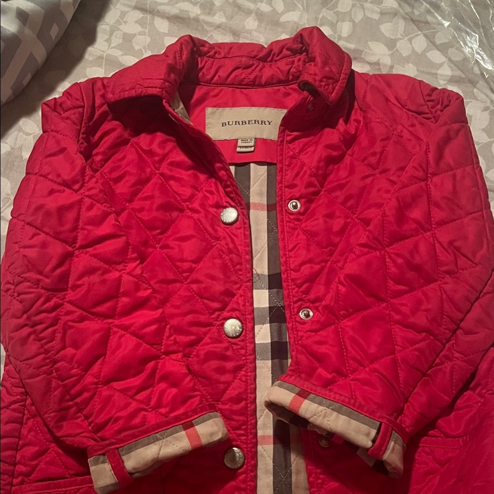 Burberry Red Quilted Kids Puffer Jacket